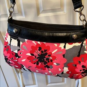 Thirty-One Pink and Black Floral Shoulder Bag